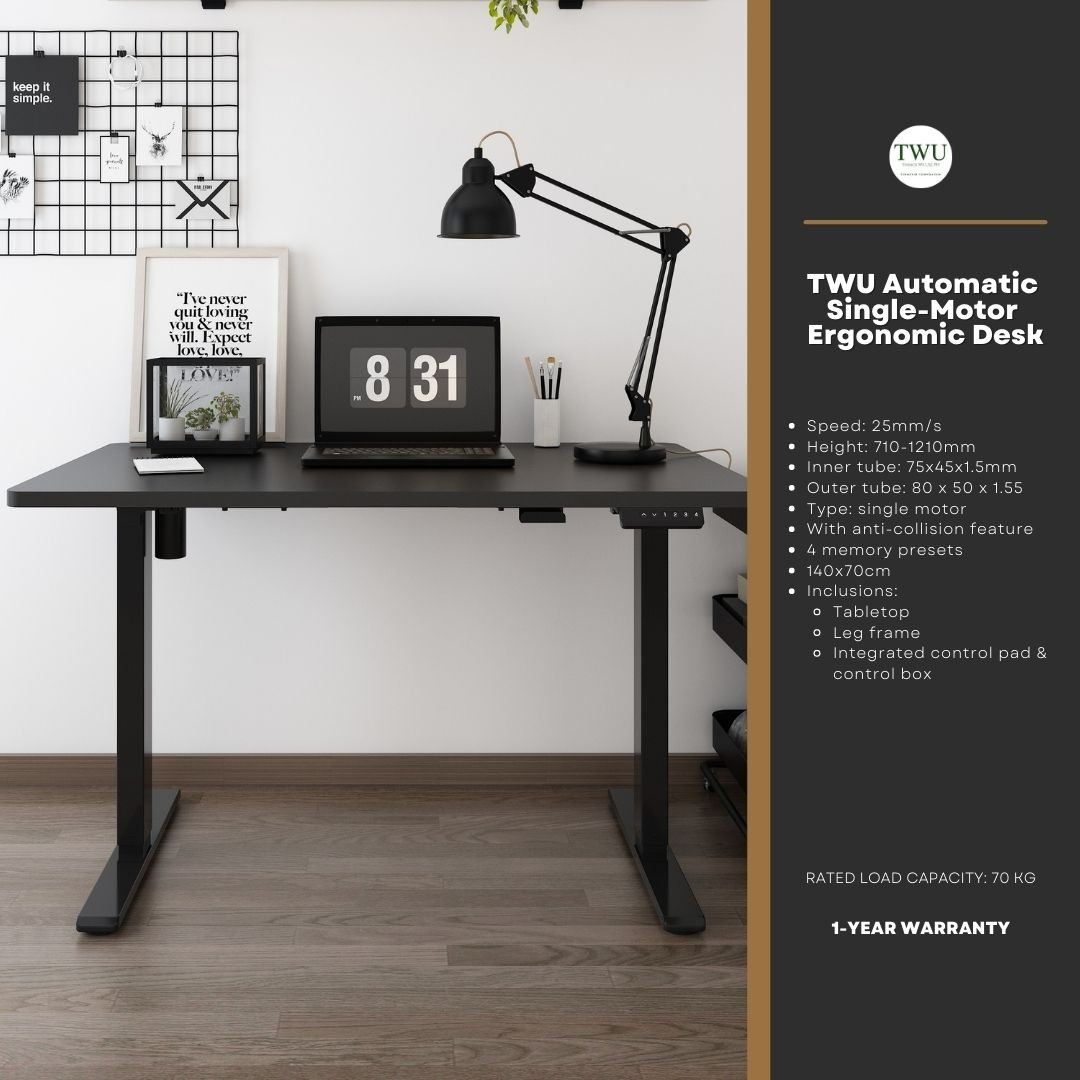 TWU Automatic Single-Motor Ergonomic Standing Work Study Desk / Table ...