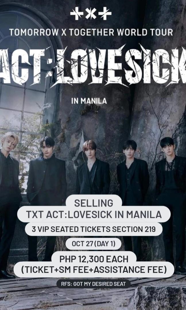 TXT ACTLOVESICK in Manila VIP Seated Tickets, Tickets & Vouchers