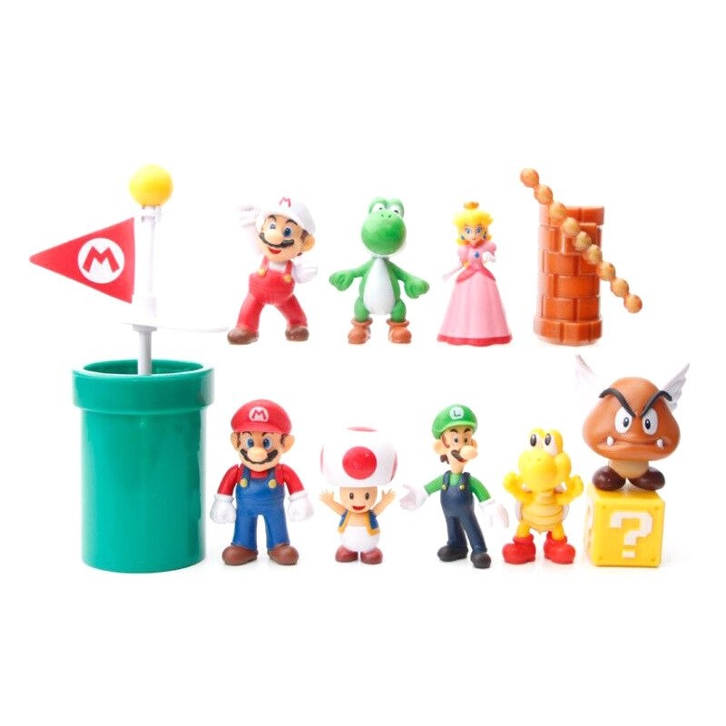 Type B 12pcs Mario Super Mario Mary Brothers Kuba Mushroom Strange Mini Pvc Action Figure Toys 1398