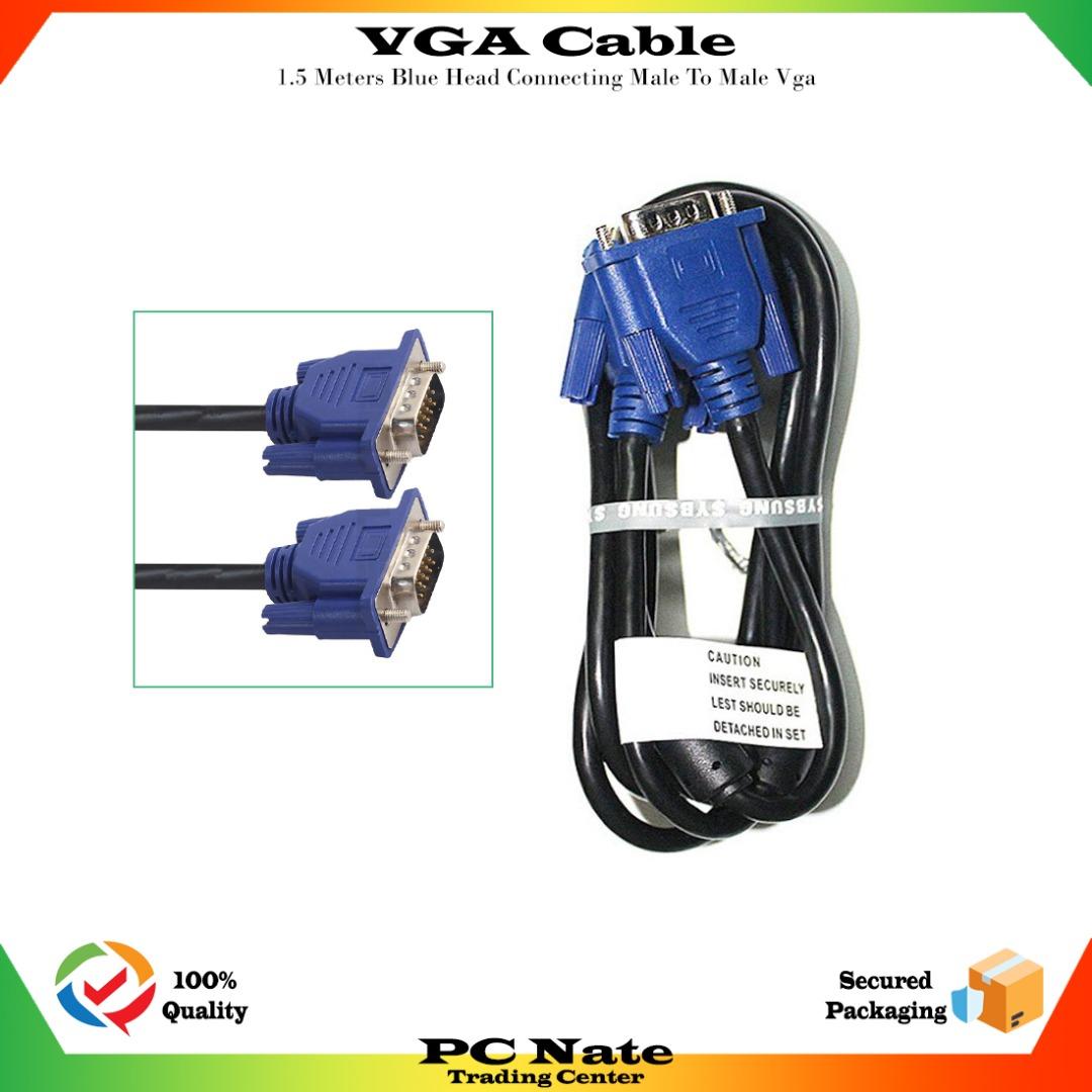 VGA Cable 1.5 Meters Blue Head Connecting Male To Male VGA, Computers