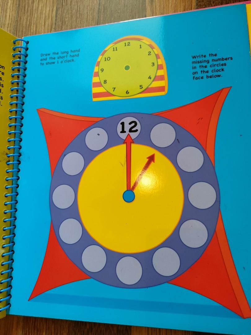 Wipe clean telling time book, Hobbies & Toys, Books & Magazines