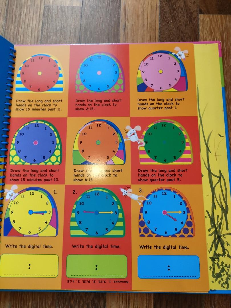 Wipe clean telling time book, Hobbies & Toys, Books & Magazines