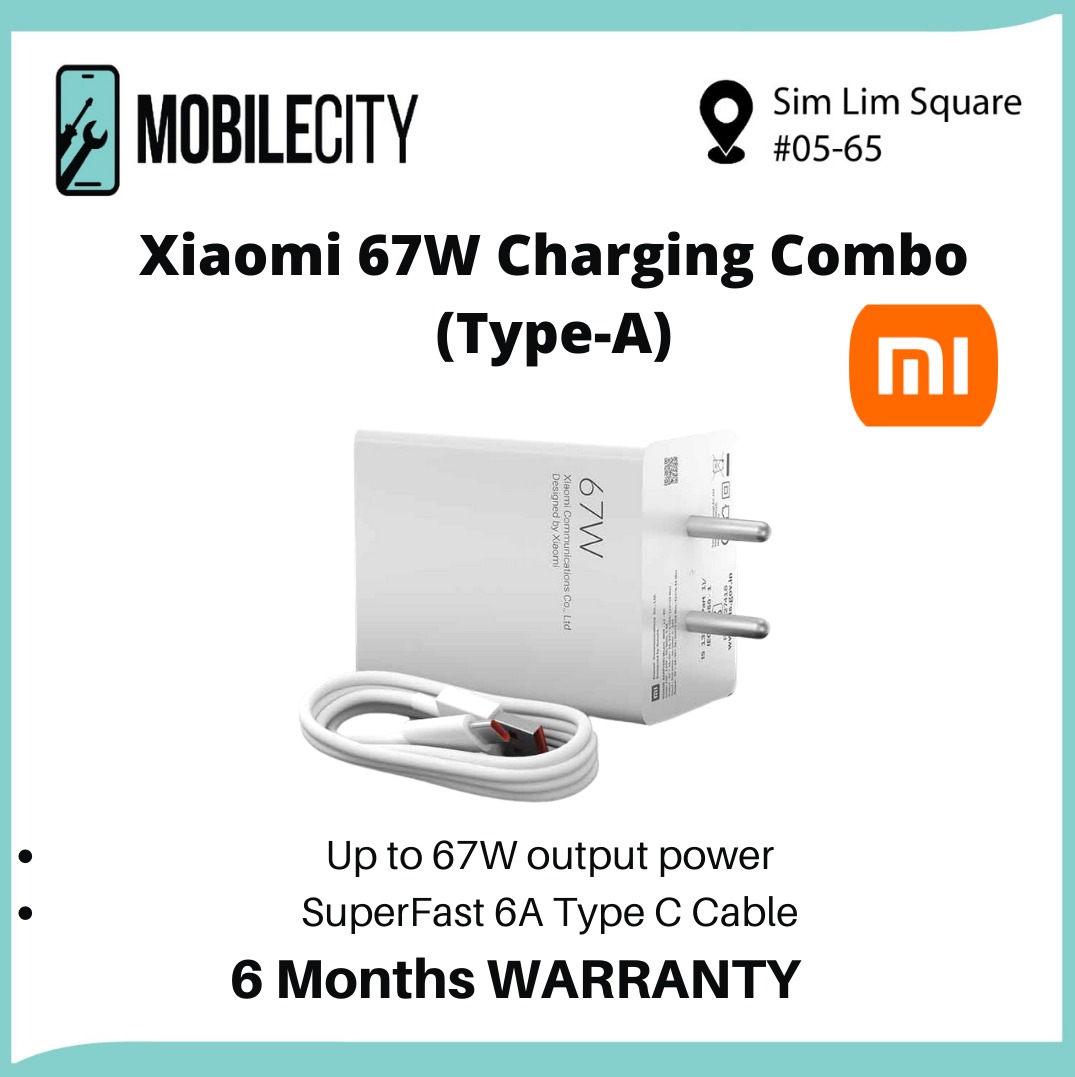 Xiaomi 67W Charging Combo (Type-A) I 6 Months Warranty, Mobile Phones &  Gadgets, Mobile & Gadget Accessories, Chargers & Cables on Carousell