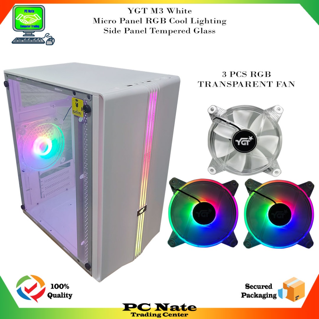 YGT M3 Gaming Case LED RGB Cool Lighting, Tempered Glass Side Panel ...