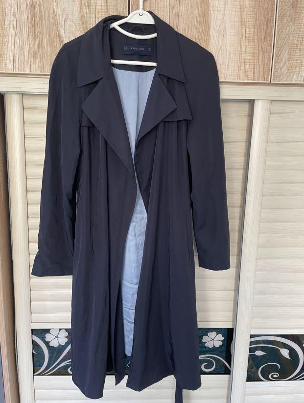 ZARA Basic Dark Navy Trench Coat Jacket for Spring Autumn