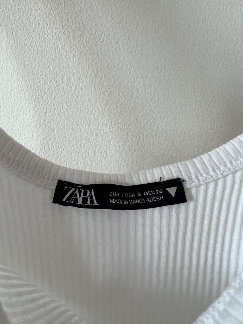 Zara White Ribbed Sideboob Top - M.