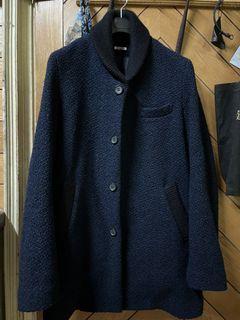 🇯🇵 BLUE BLUE Japan 蜂巢毛呢 CAR COAT 大衣 藍染 日本製 聖林公司