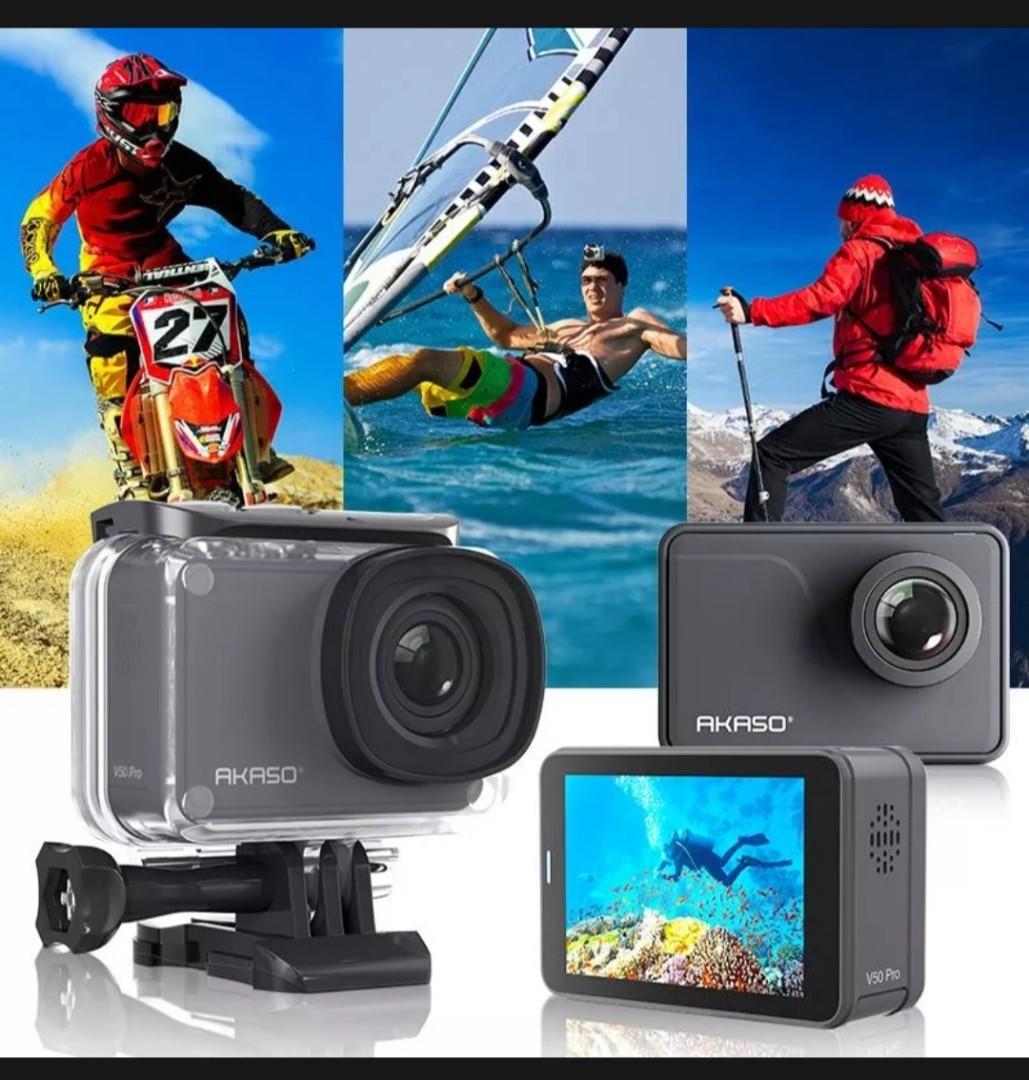 AKASO V50 Pro Native 4K30fps 20MP WiFi Action Camera with EIS Touch Screen  100 feet Waterproof Camera Web Camera Support External Mic Remote Control Sports  Camera with Helmet Accessories Kit 