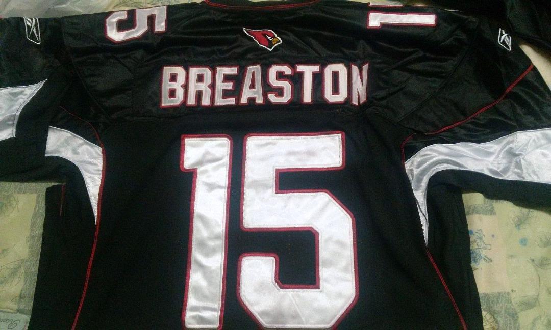 Steve Breaston Jersey, Alternate Embroidered #15 Arizona Cardinals  Authentic NFL Jersey in Black ID:263 $2…