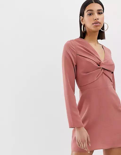 missguided pink long sleeve dress MISSGUIDED Tulle Mesh Double Layer Ruched Long Sleeves Bodycon Maxi Dress MISSGUIDED