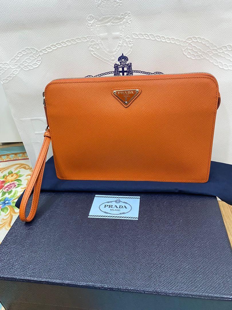 Authentic Prada Papaya orange clutch Women s Fashion Bags Wallets Clutches on Carousell