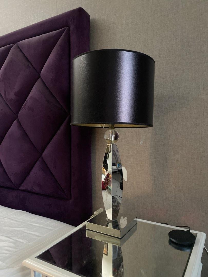 Bedside Lamp x2 Stainless Steel Heavy, Furniture & Home Living