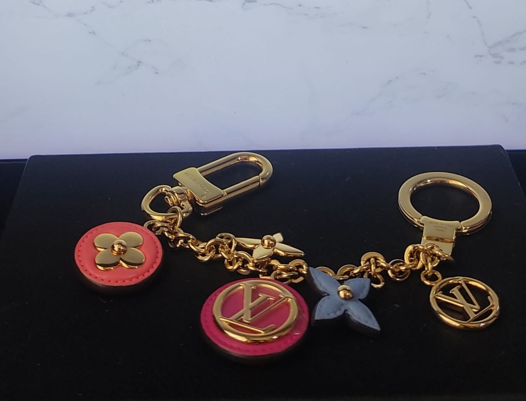 Louis Vuitton Preppy Flowers Bag Charm and Key Holder, Gold, One Size
