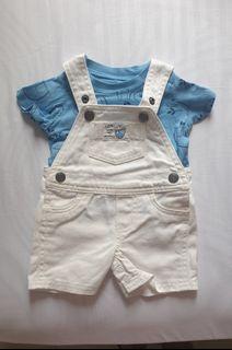 Carter's Tee and Jumper Set - Newborn (white jumper, blue shirt)