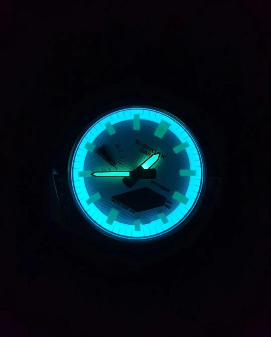 Casioak GA 2100 Tiffany Series in Silver Bezel White Strap Glow