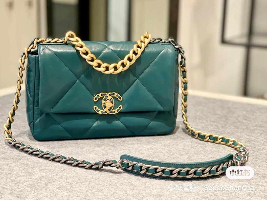 Chanel 19 emerald Green Blue GHW, Luxury, Bags & Wallets on Carousell