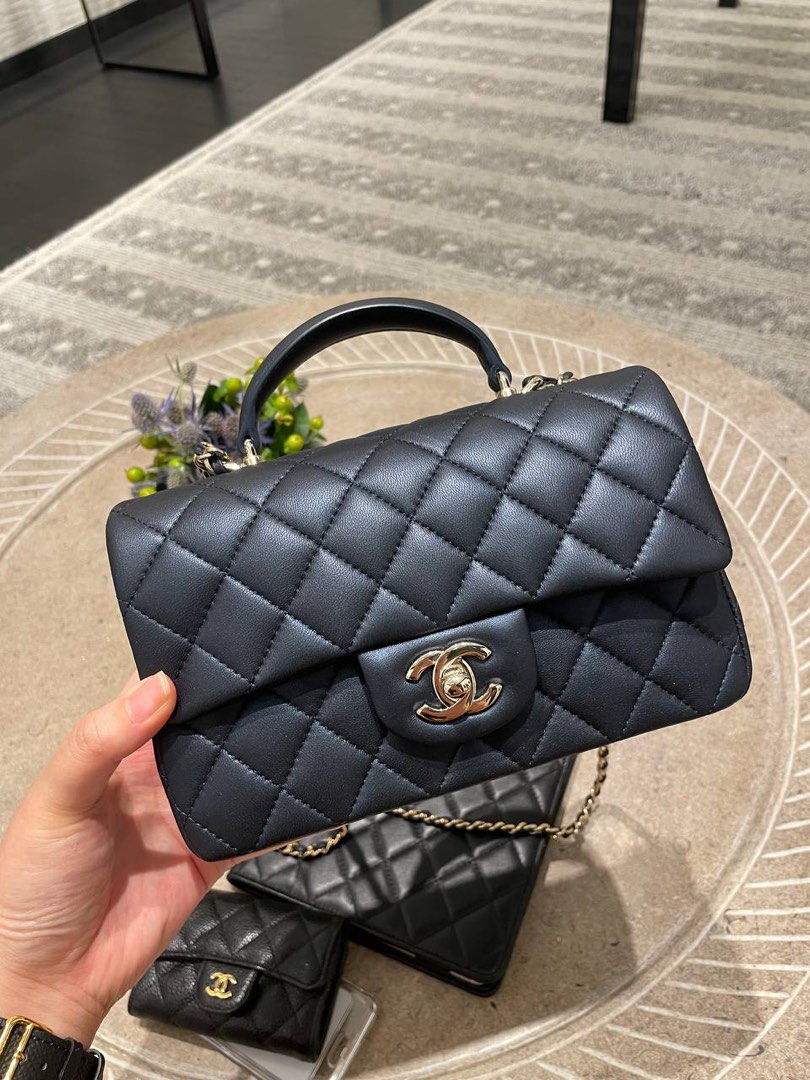 Chanel Mini Rectangle Top Handle Iridescent Blue, Luxury, Bags ...