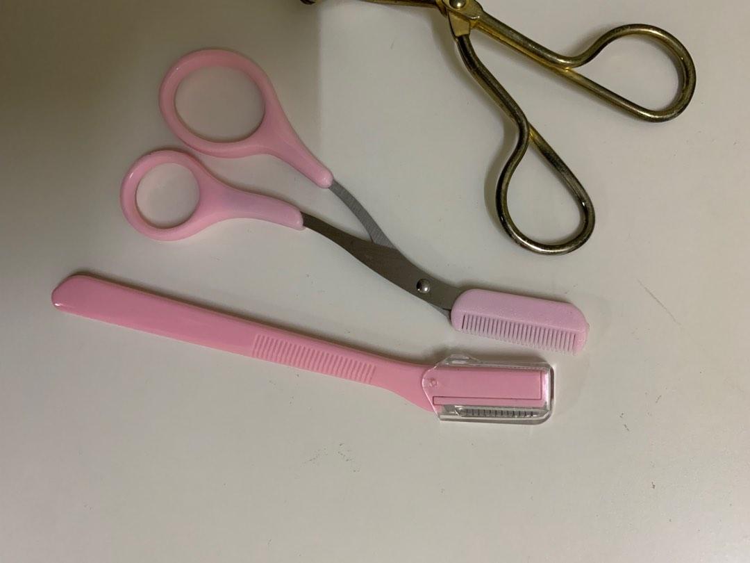 daiso eyelash curler eyebrow scissors eyebrow shaver, Beauty & Personal