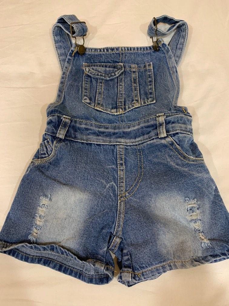 Denim overall shorts