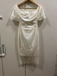 DOUBLEWOOT Sexy Off Shoulder White Lace Dress