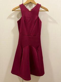 DOUBLEWOOT Wine color Peplum Dress