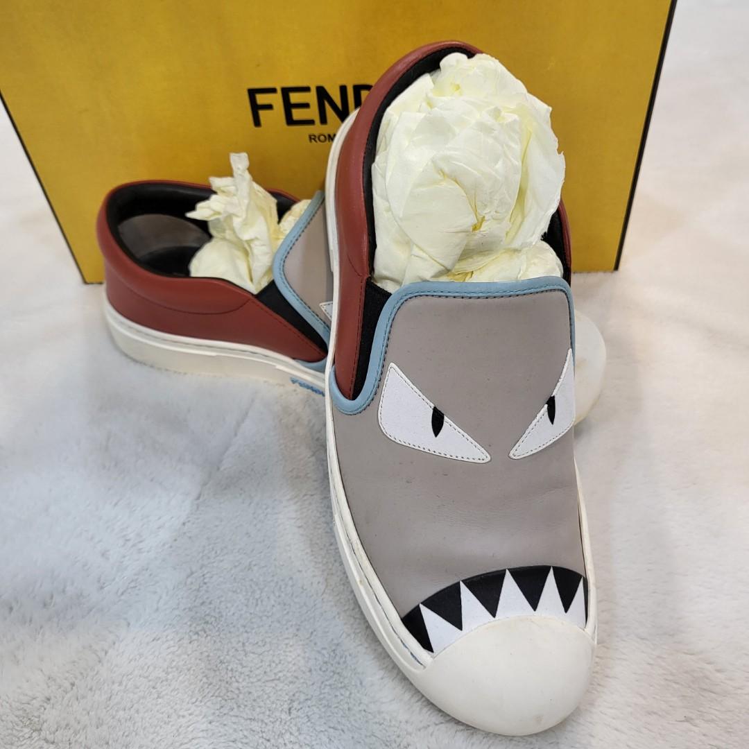 Fendi Monster Slip On Grey Luxury Sneakers Footwear on Carousell