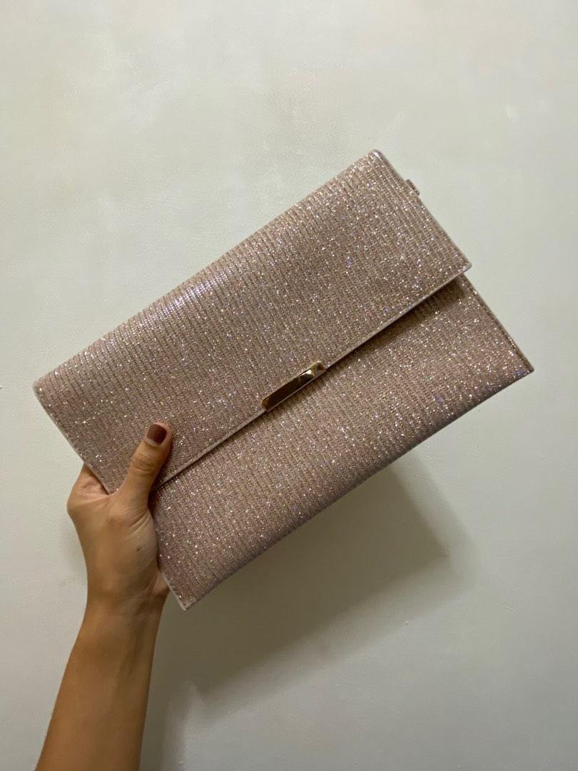 Glitter rose gold clutch bag clearance