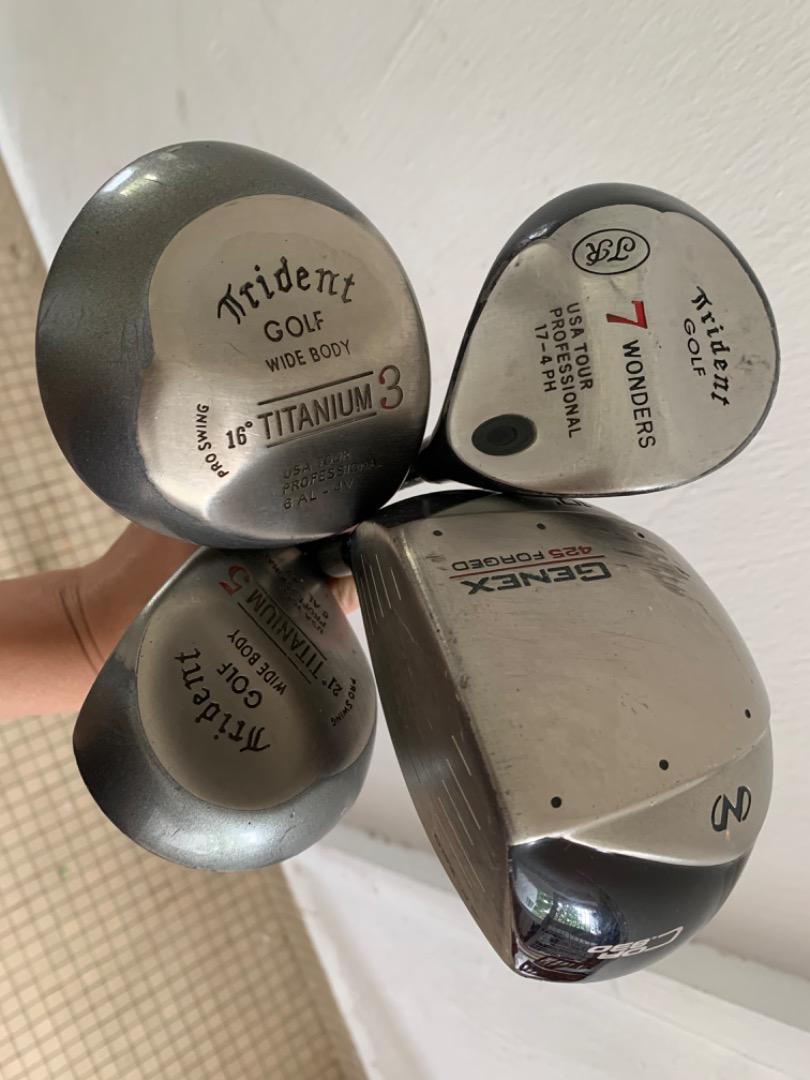 Golf Clubs Set of 4 Genex Driver, Trident 3,5, 7 Woods, Sports