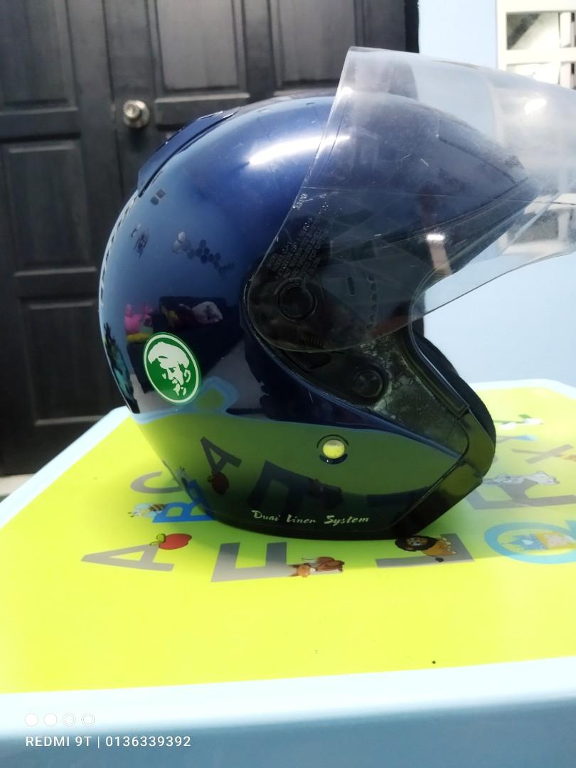 helmet shoei jfsv biru gelap rare, Motorbikes on Carousell