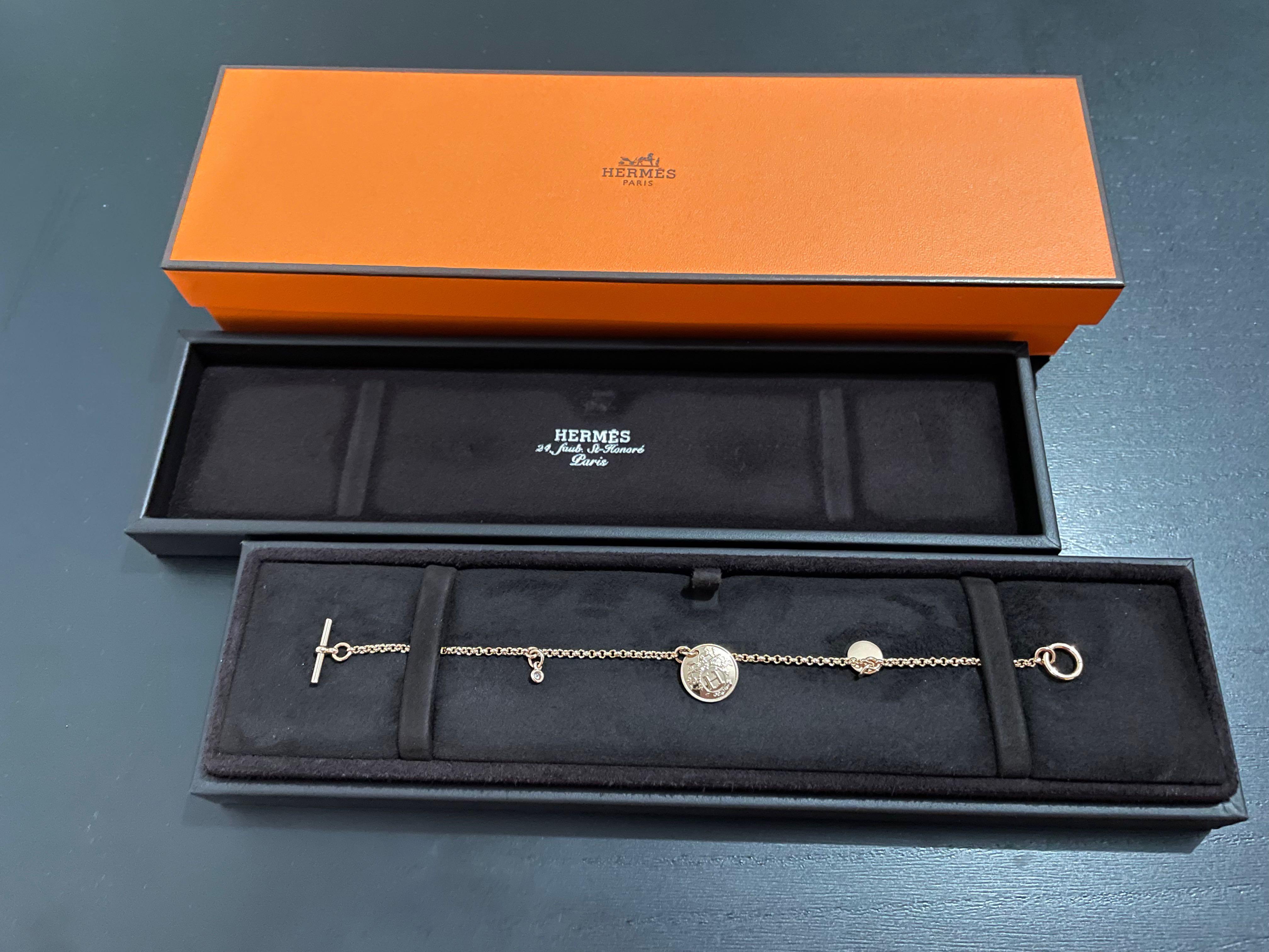 Hermes 藏书章Ex-Libris bracelet, rose gold, small model