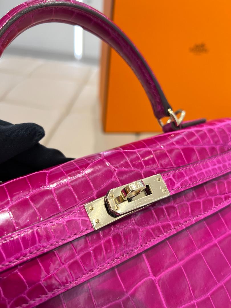 HERMÈS HSS Special Order Shiny Porosus Croc Birkin Sellier 25 handbag in  Rose Extreme and Rose Scheherazade with Rose Gold hardware-Ginza Xiaoma –  Authentic Hermès Boutique