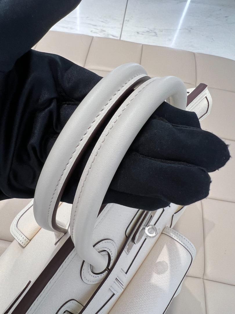 Princessyahrini carried #Hermes birkin 25 cargo nata toile goeland 25 swift  leather trim with palladium hardware limited…
