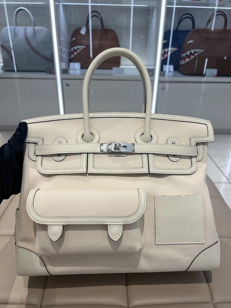 HERMÈS Limited Edition Birkin Cargo 25 Nata Swift leather and Toile H  canvas PHW, Women's Fashion, Bags & Wallets, Tote Bags on Carousell