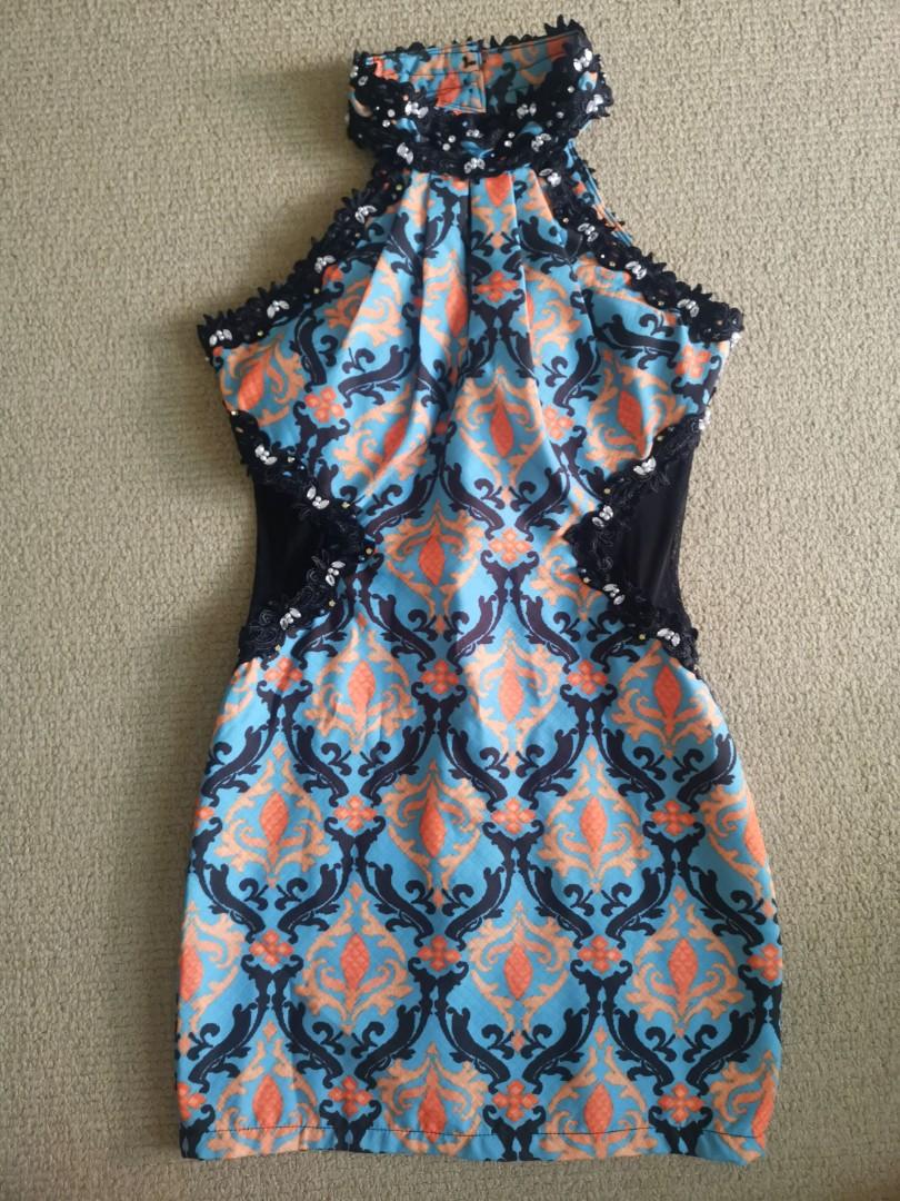 Oriental high cheap neck dress