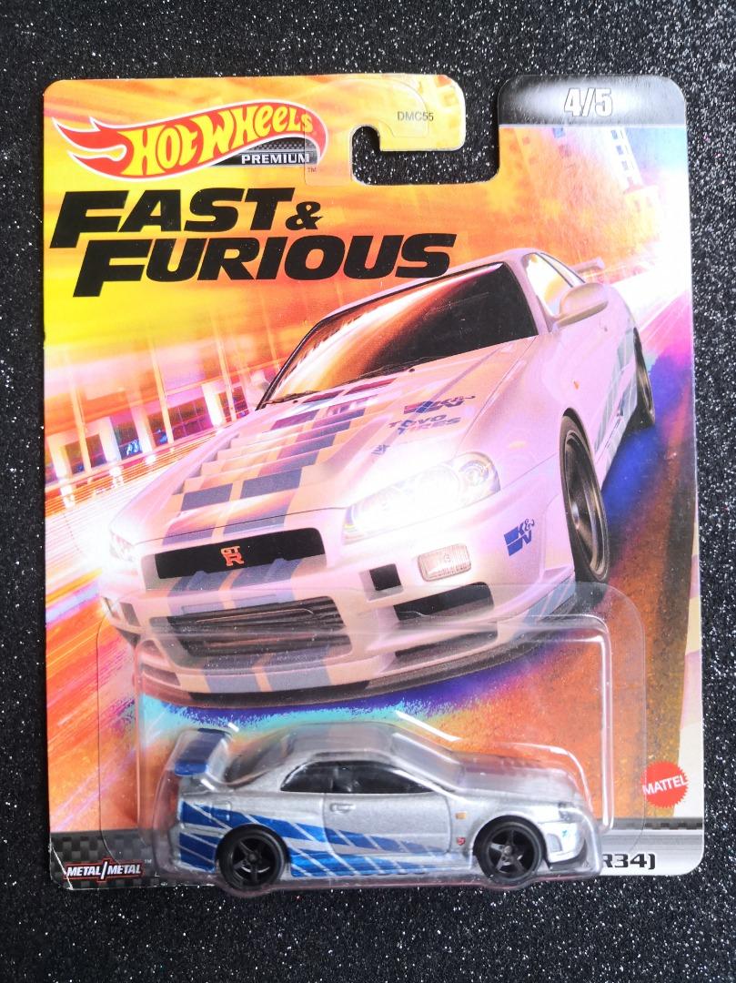 Hot Wheels Retro Entertainment Fast Furious Nissan Skyline GTR BNR34 R34  Premium Car Culture, Hobbies & Toys, Toys & Games on Carousell