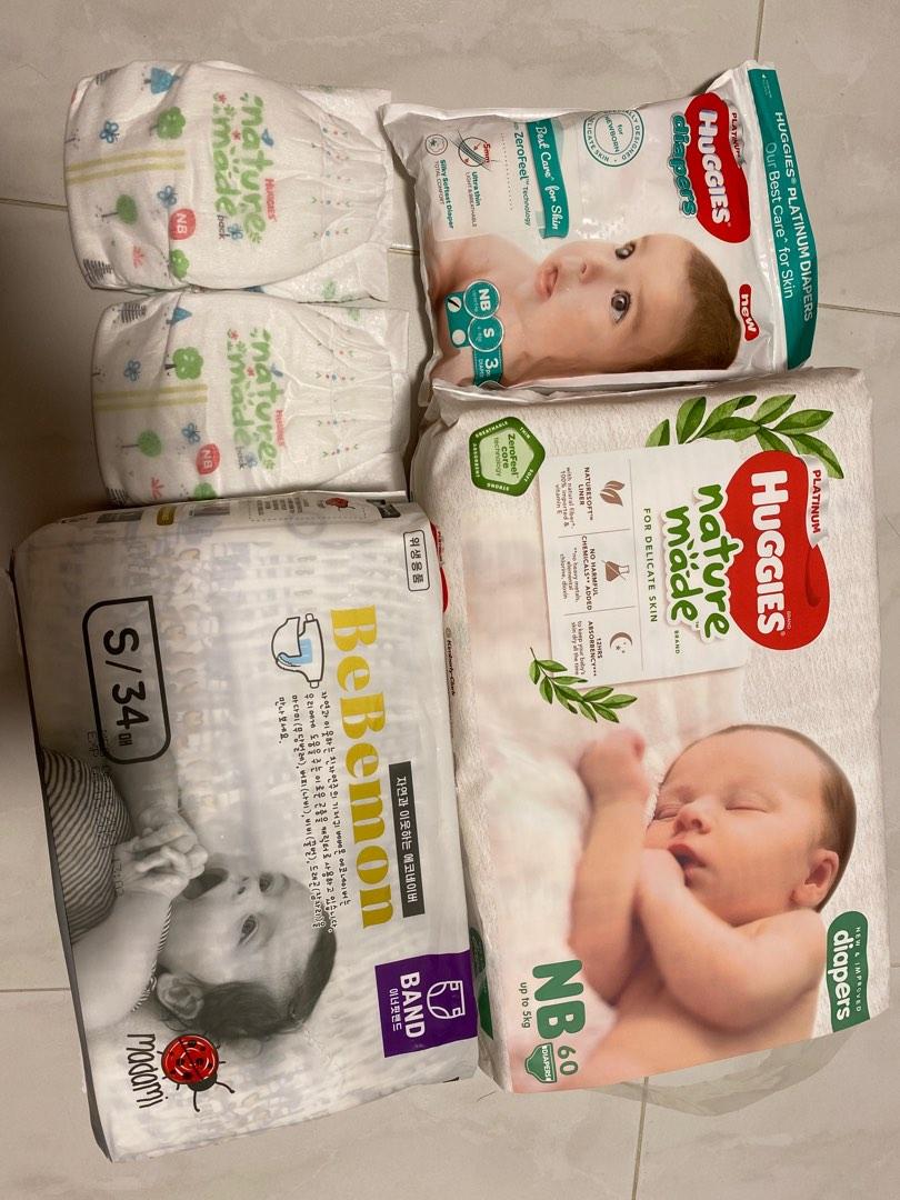 Huggies Newborn Diapers + 4 NB diapers + S diapers, Babies & Kids