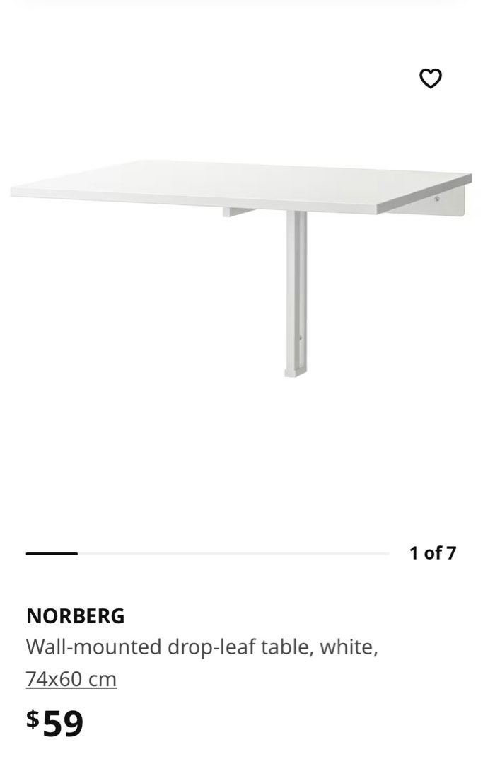 Ikea wall mounted table Norberg, Furniture & Home Living, Furniture