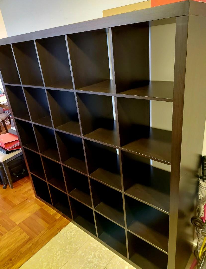 Kallax 5x5 shelving unit, blackbrown, thick frame, 傢俬＆家居, 傢俬, 書櫃、櫃子及架