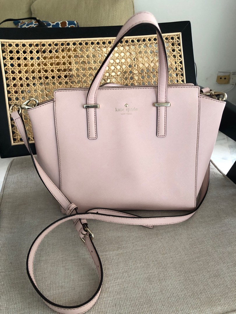 Kate Spade pink leather tote bag with removable purse
