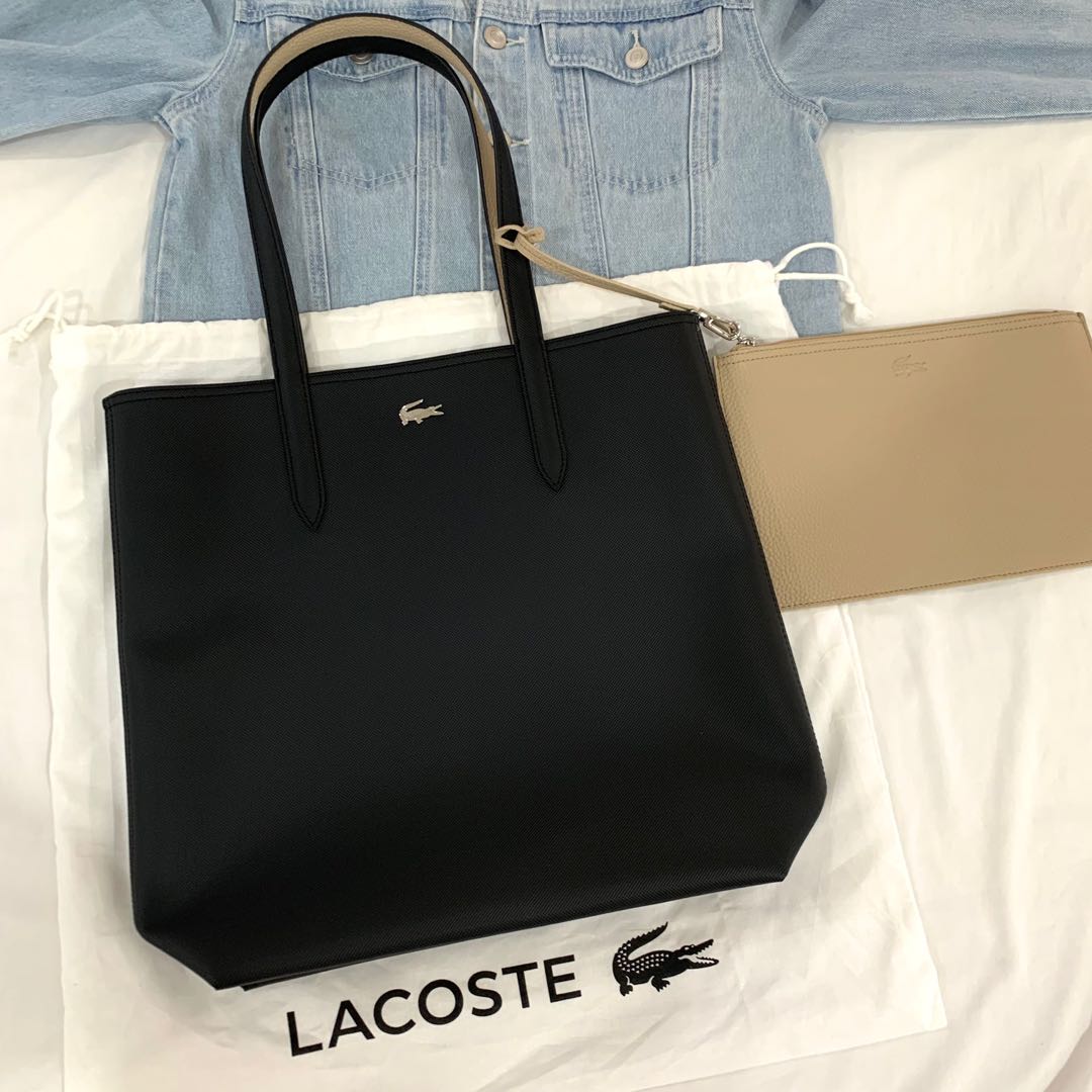 Lacoste Anna Reversible Vertical Bicolour tote bag Noir Krema