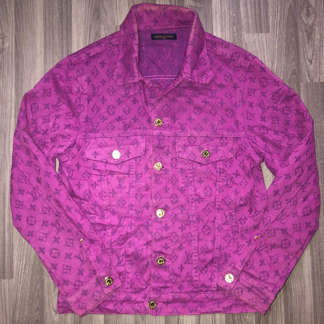Louis vuitton purple denim jacket virgil abloh's collection, Men's
