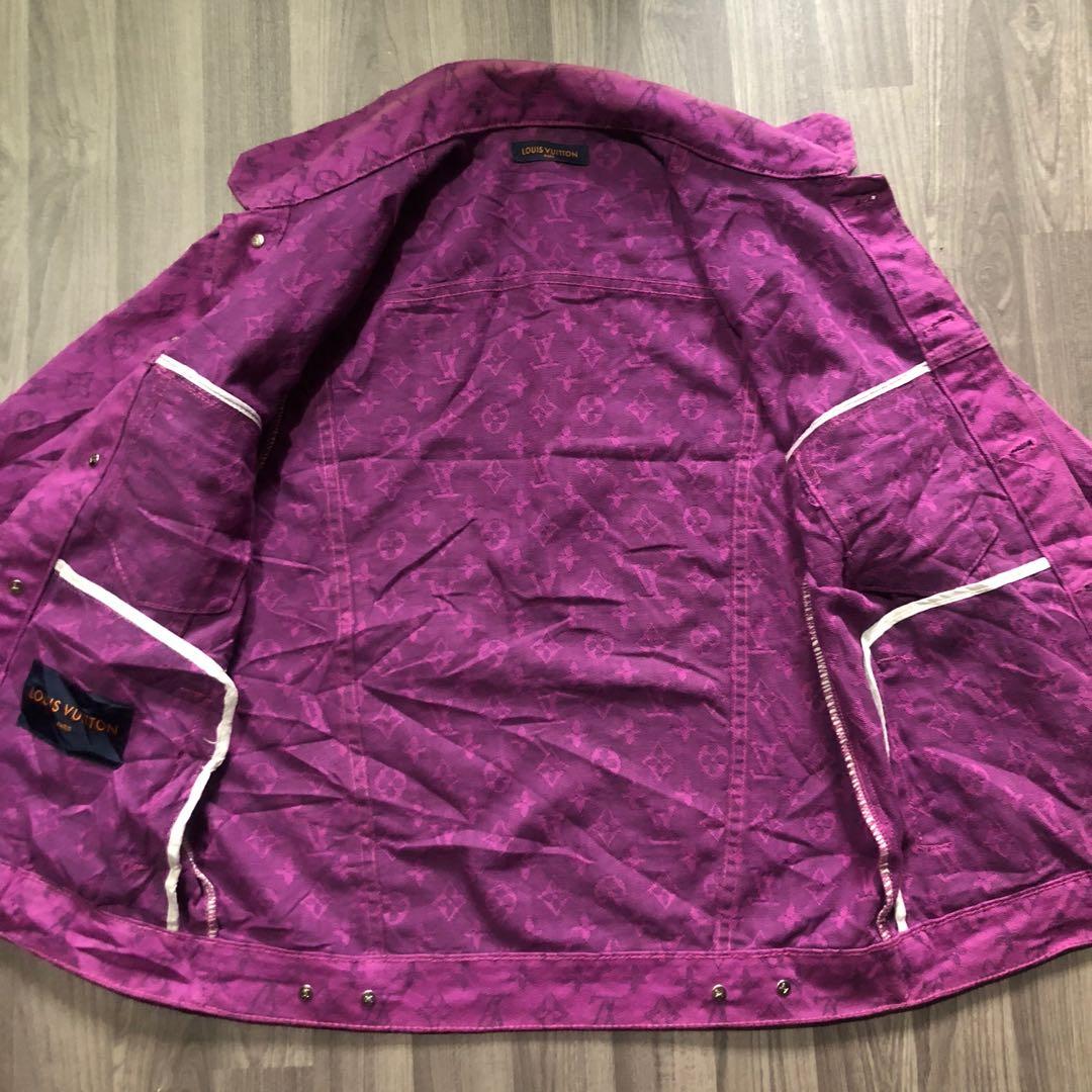 Louis vuitton purple denim jacket virgil abloh's collection, Men's
