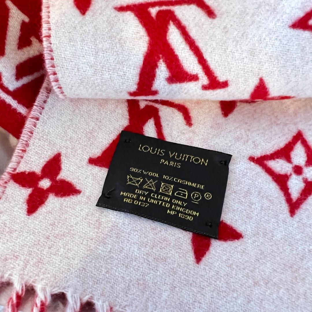 Supreme x Louis Vuitton Monogram Scarf Red Logo Authentic