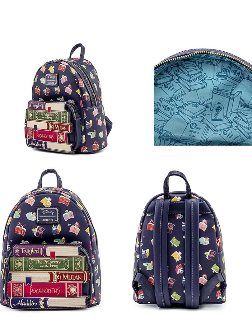 Loungefly x Disney Princess Books All Over Print Mini Backpacj Women s Fashion Bags Wallets Backpacks on Carousell
