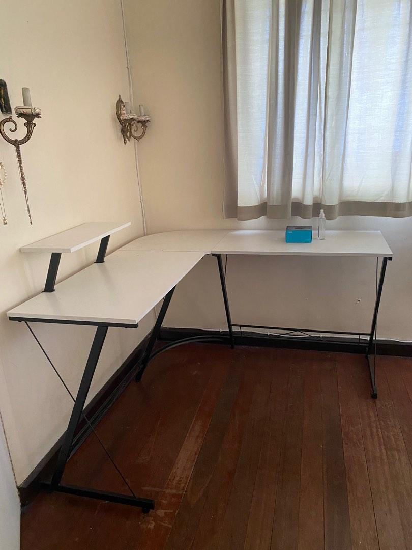 LShaped Corner Gaming Desk/Study Table, Furniture & Home Living