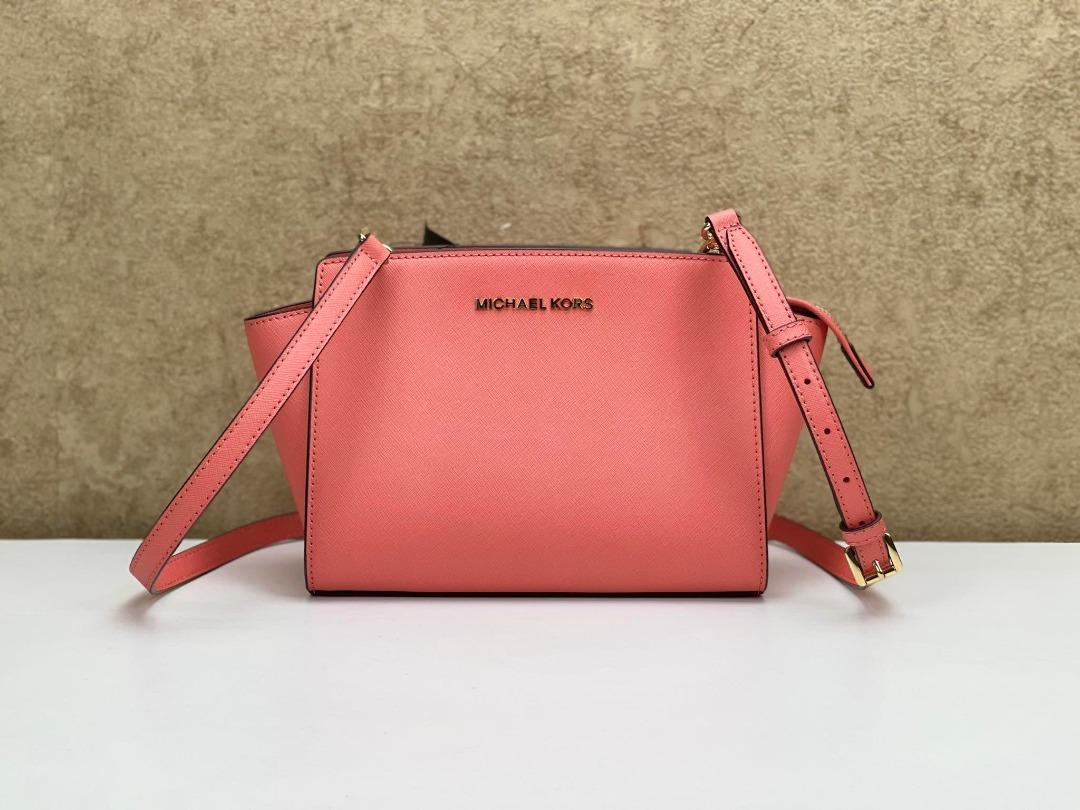 Michael Michael Kors Pink Leather Medium Studded Selma Crossbody