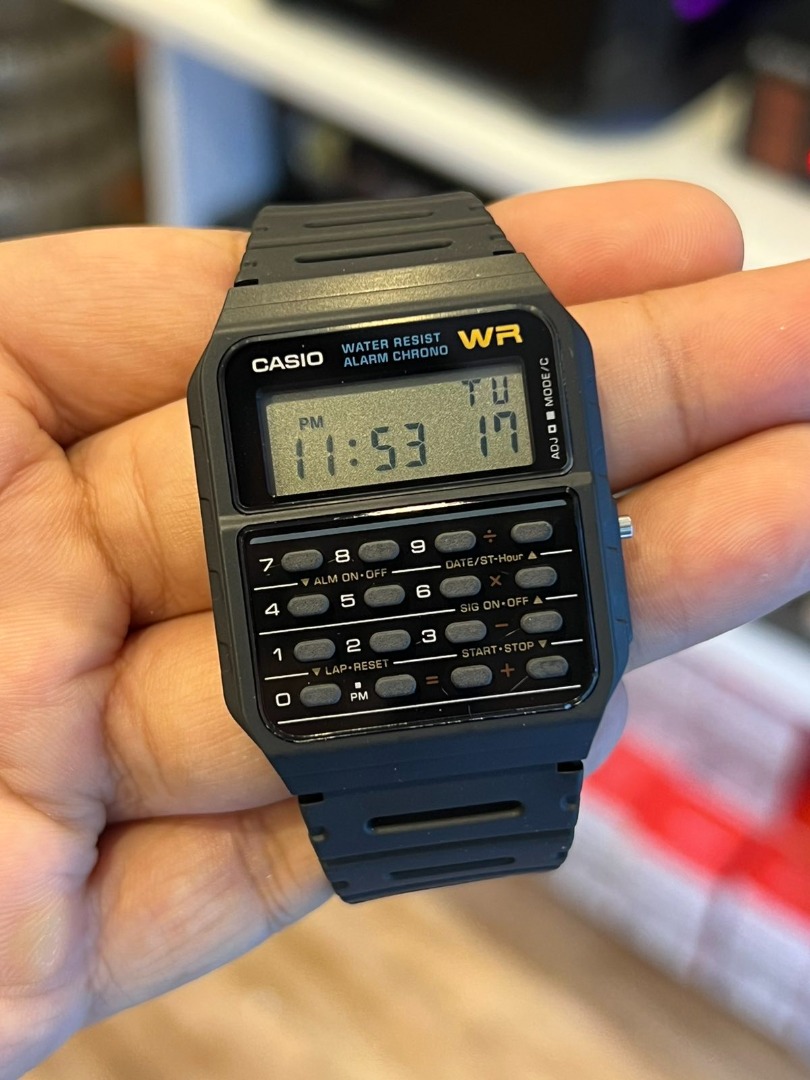 CASIO Vintage CA53W-1 Black Digital Calculator Watch