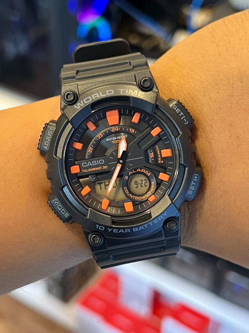 ORIGINAL CASIO World Time Resin Band Men's Watch AEQ-110W-1A2V / Legit ...