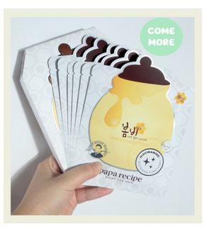 韓國papa recipe mask 春雨黑盧卡蜂膠蜂蜜玫瑰黃金白春雨保濕面膜 6片裝64235657881089110