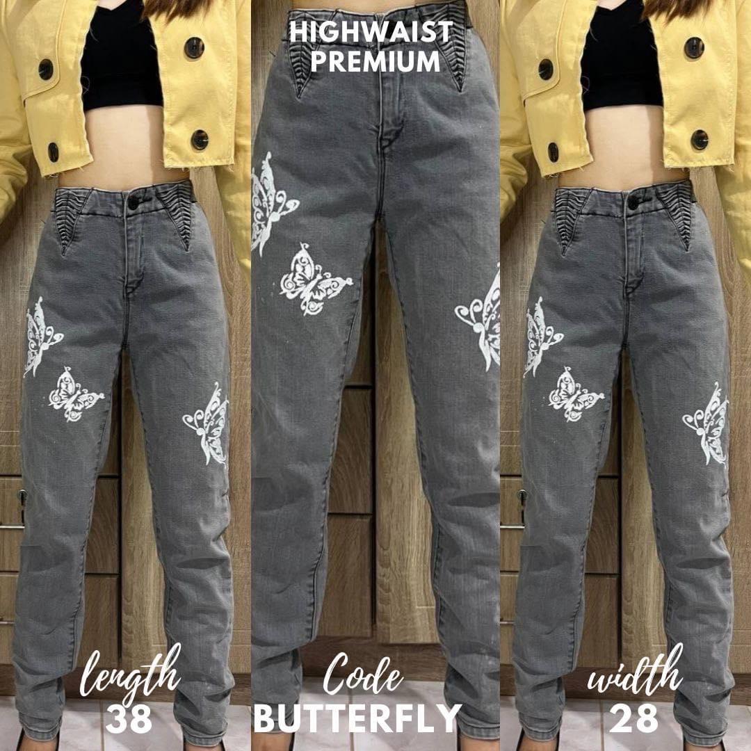 Rare pants butterfly mom jeans, Women's Fashion, Bottoms, Jeans on